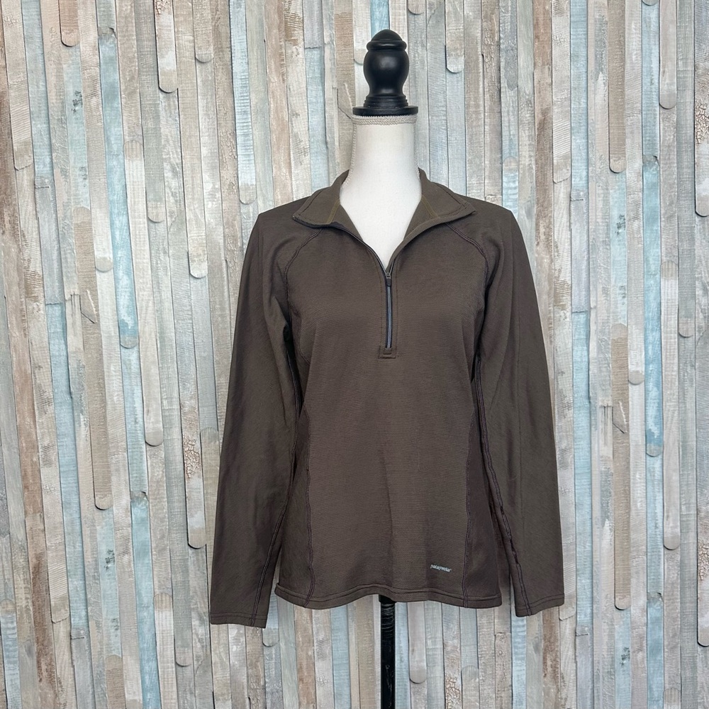 Patagonia L Womens Brown Capilene Performance Baselayer Quarter Zip Pullover Top